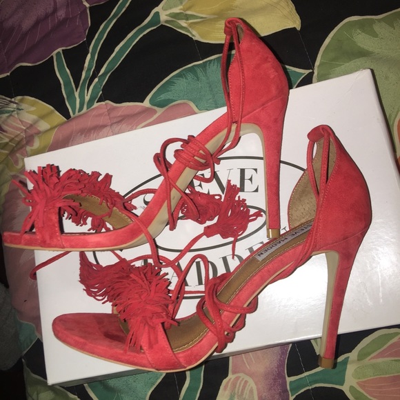 Red Sassey Steve Madden fringe heels! - Picture 2 of 4